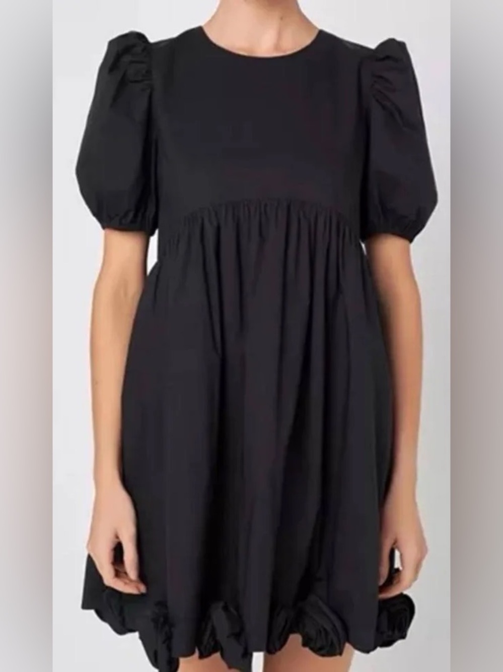 English Factory Black Poplin Corsage Mini Dress